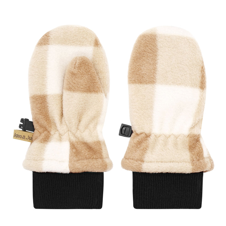 Jan & Jul Kids Fleece Mittens – Brown Plaid