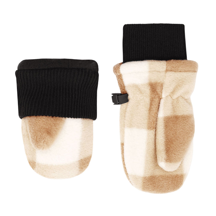 Jan & Jul Kids Fleece Mittens – Brown Plaid