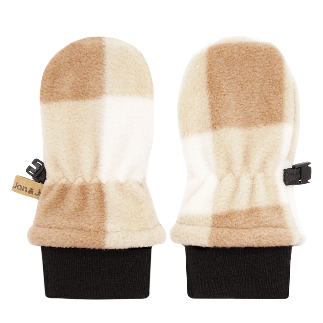 Jan & Jul Kids Fleece Mittens – Brown Plaid