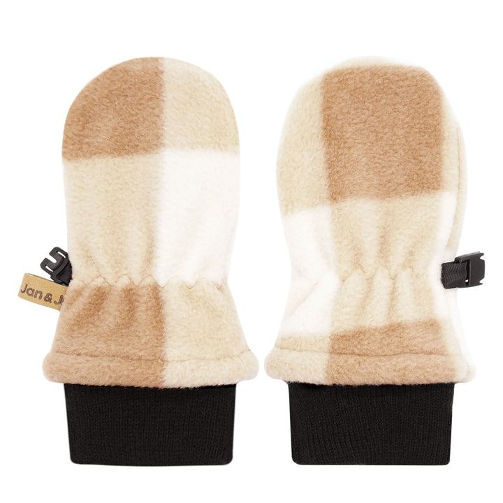 Jan & Jul Kids Fleece Mittens – Brown Plaid