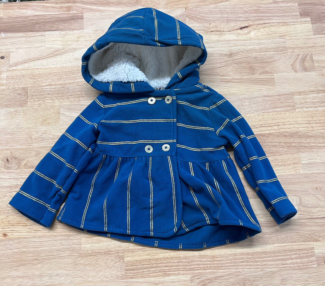 Carters Fleece Sweater, Blue with Gold Stripes, 12 Months