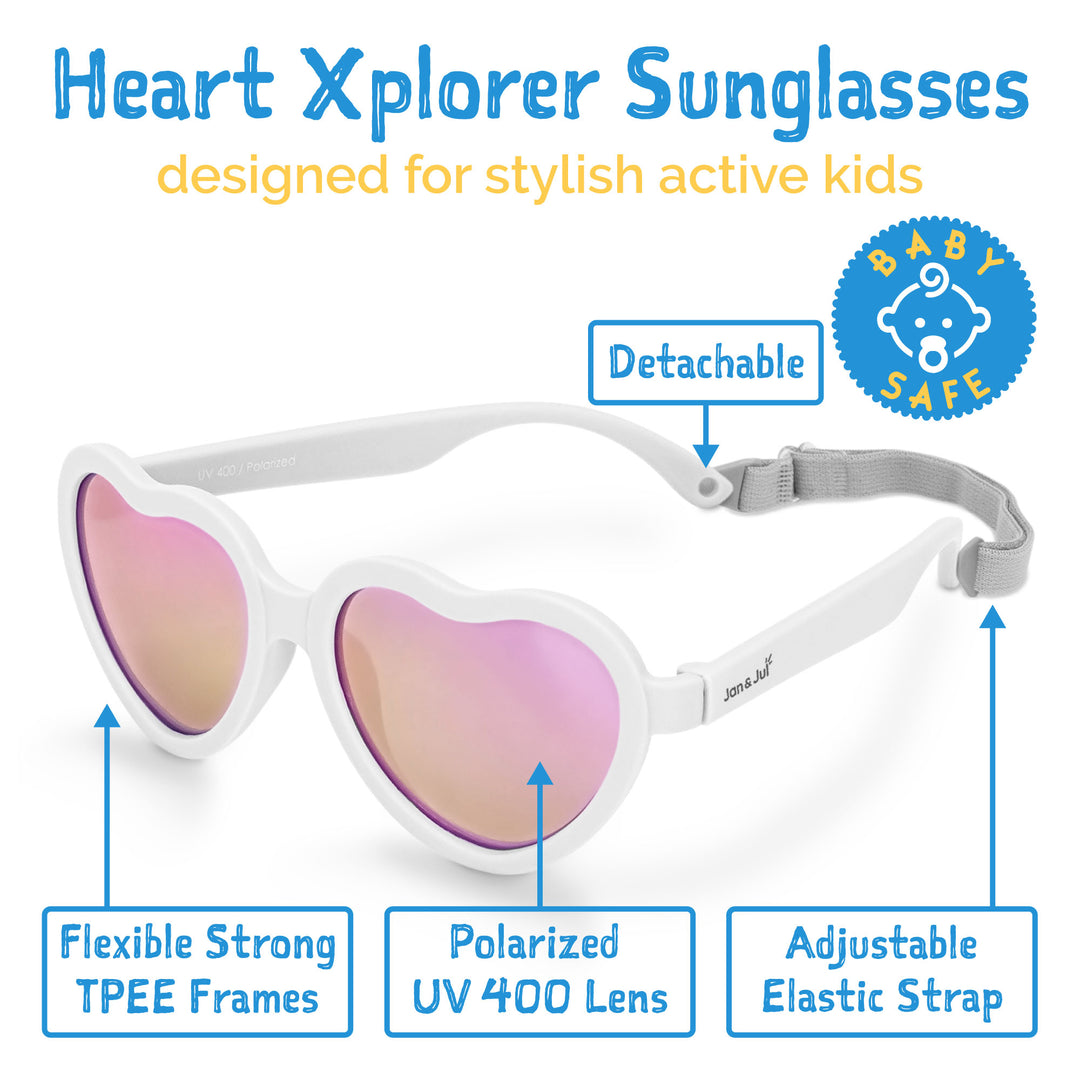 Kids Heart Sunglasses | White