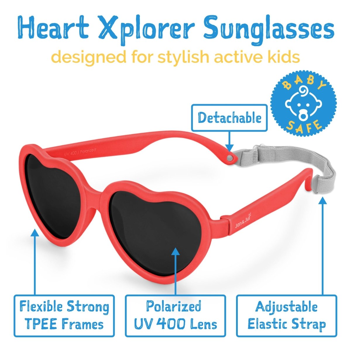 Kids Heart Sunglasses | Nautical Red - Nest and Sprout - Jan & Jul
