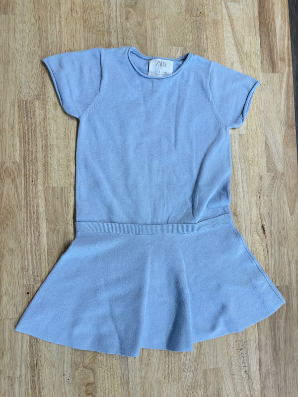 Zara Knit Blue Drop-Waist Dress | Size 6 play