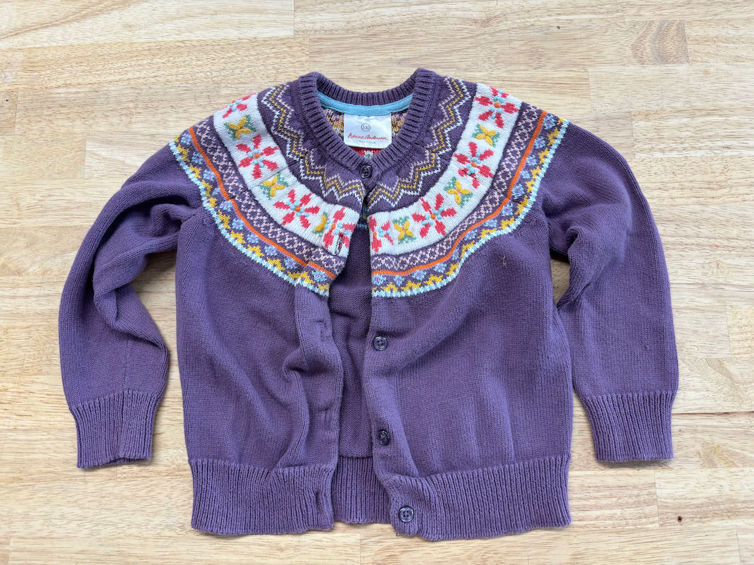 Hanna Andersson Purple Floral Cardigan | Size 100 imperfect