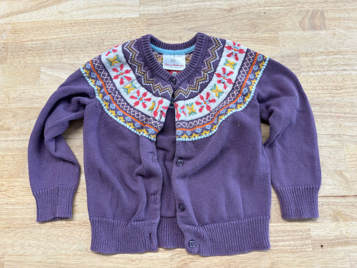 Hanna Andersson Purple Floral Cardigan | Size 100 imperfect