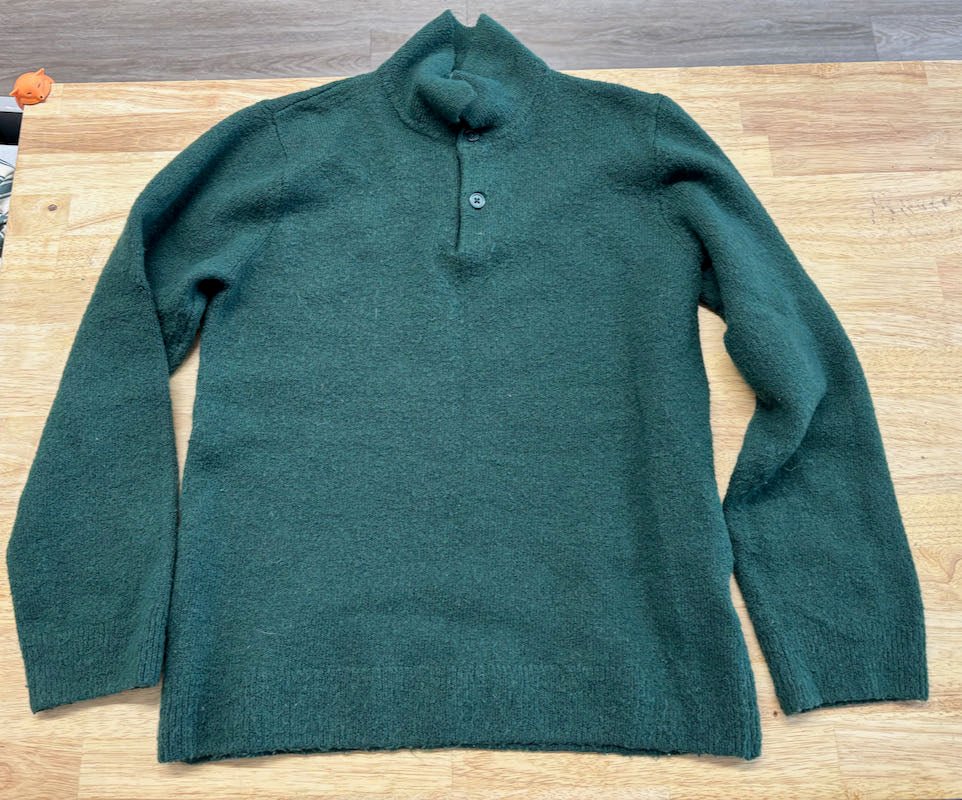 H&M Forest Green Button Collar Sweater | Size 10–12Y - Nest and Sprout - Consignment