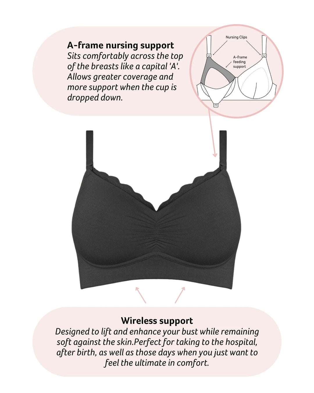 Hotmilk Serenity Bamboo Nursing Bra Black | 32B-C, 32D-DD