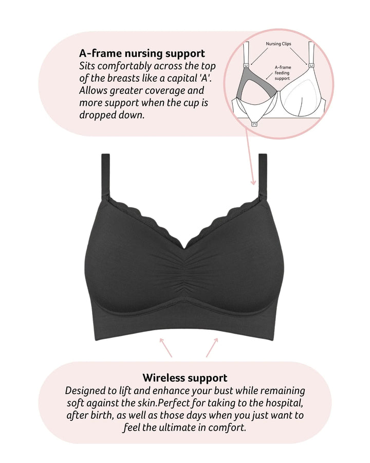 Hotmilk Serenity Bamboo Nursing Bra Black | 32B-C, 32D-DD