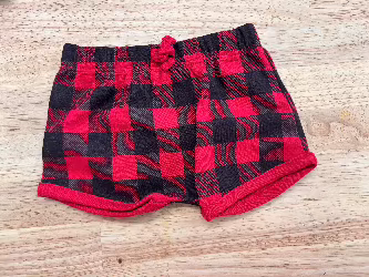 Canadiana Newborn NWOT Red and Black Check Shorts