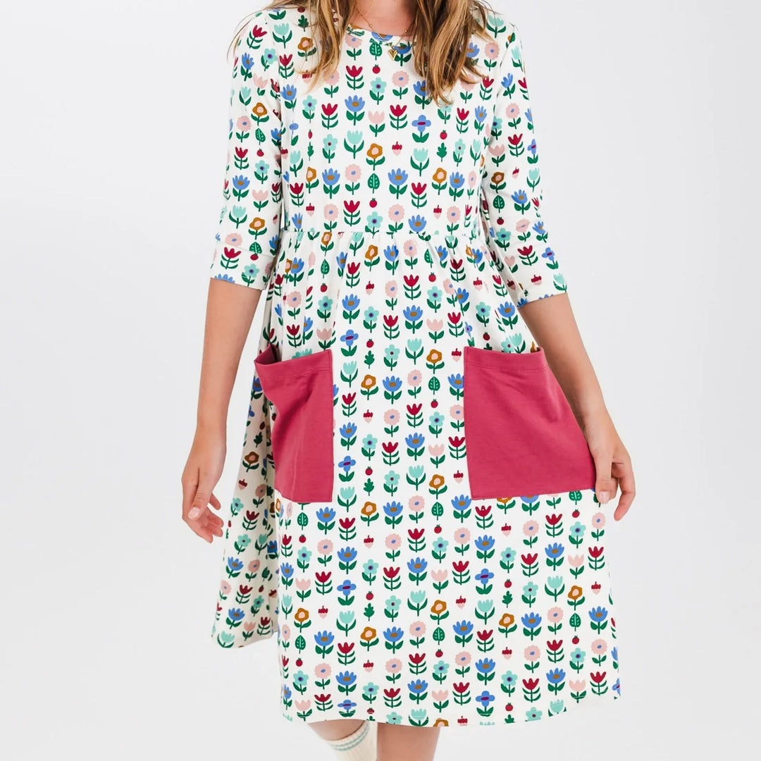 Little & Lively Bamboo Clementine Dress – Block Floral