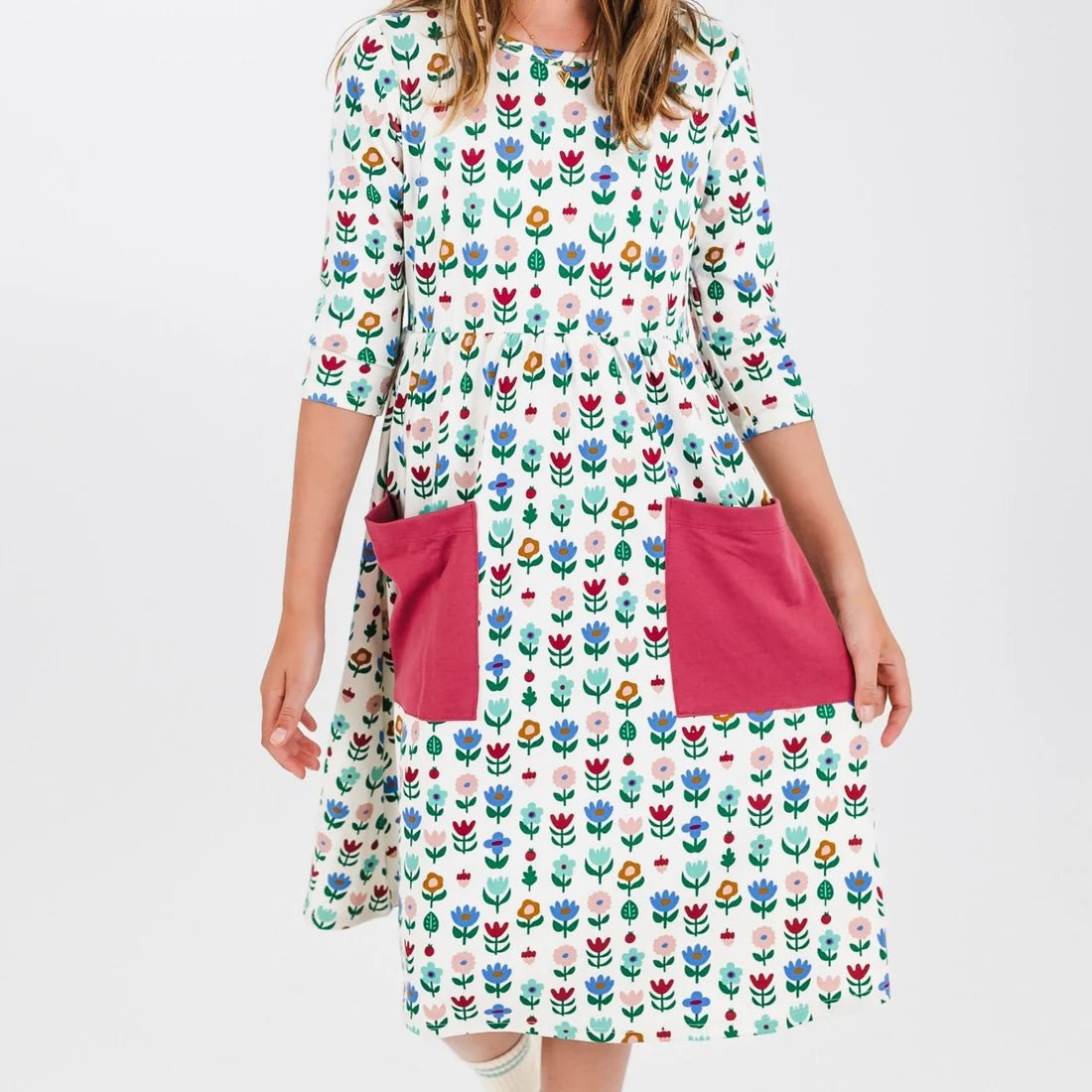 Little & Lively Bamboo Clementine Dress – Block Floral - Nest and Sprout-Little & Lively