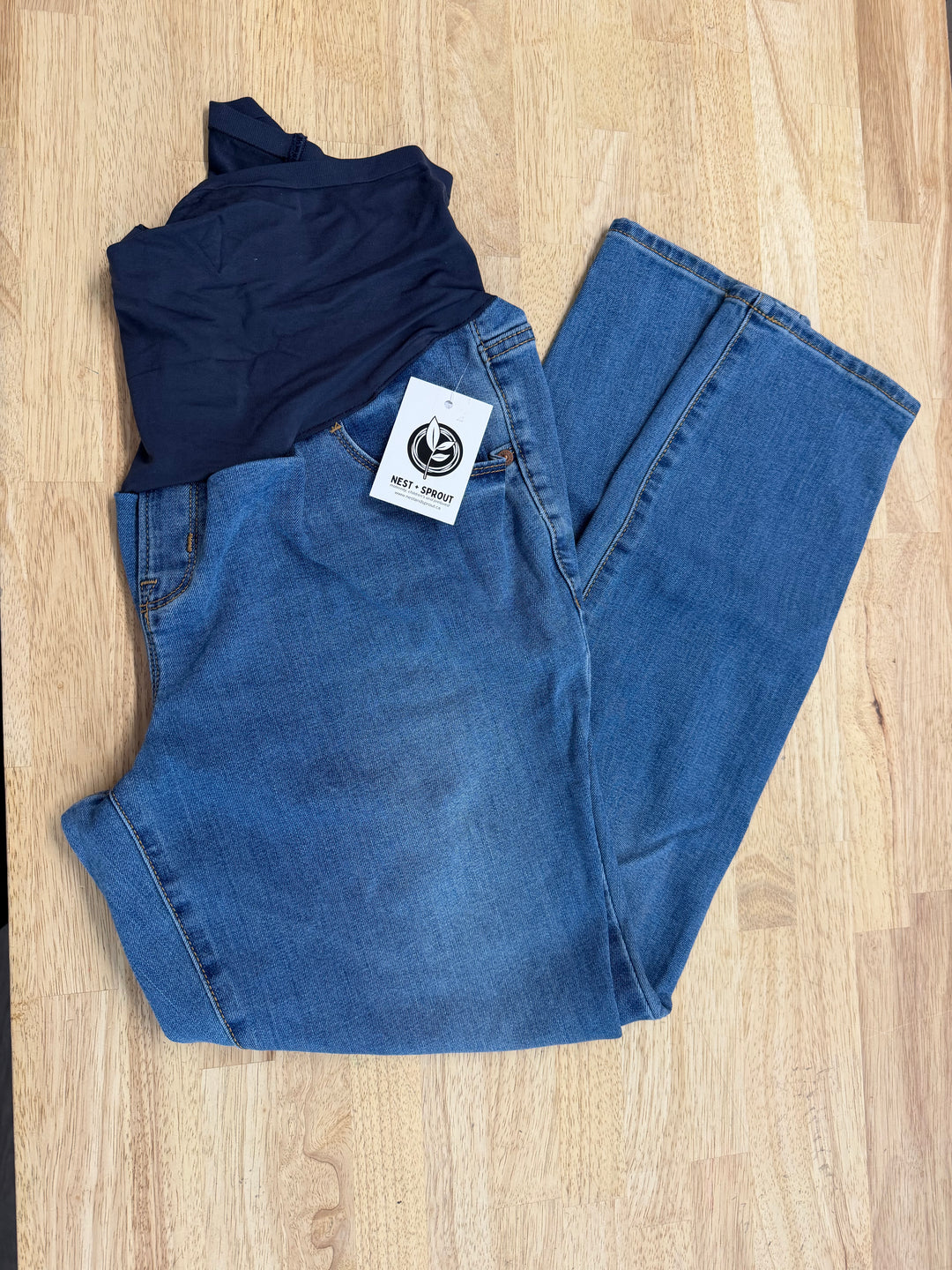 Old Navy Maternity Skinny Jeans – 14 | Medium Wash Blue Panel