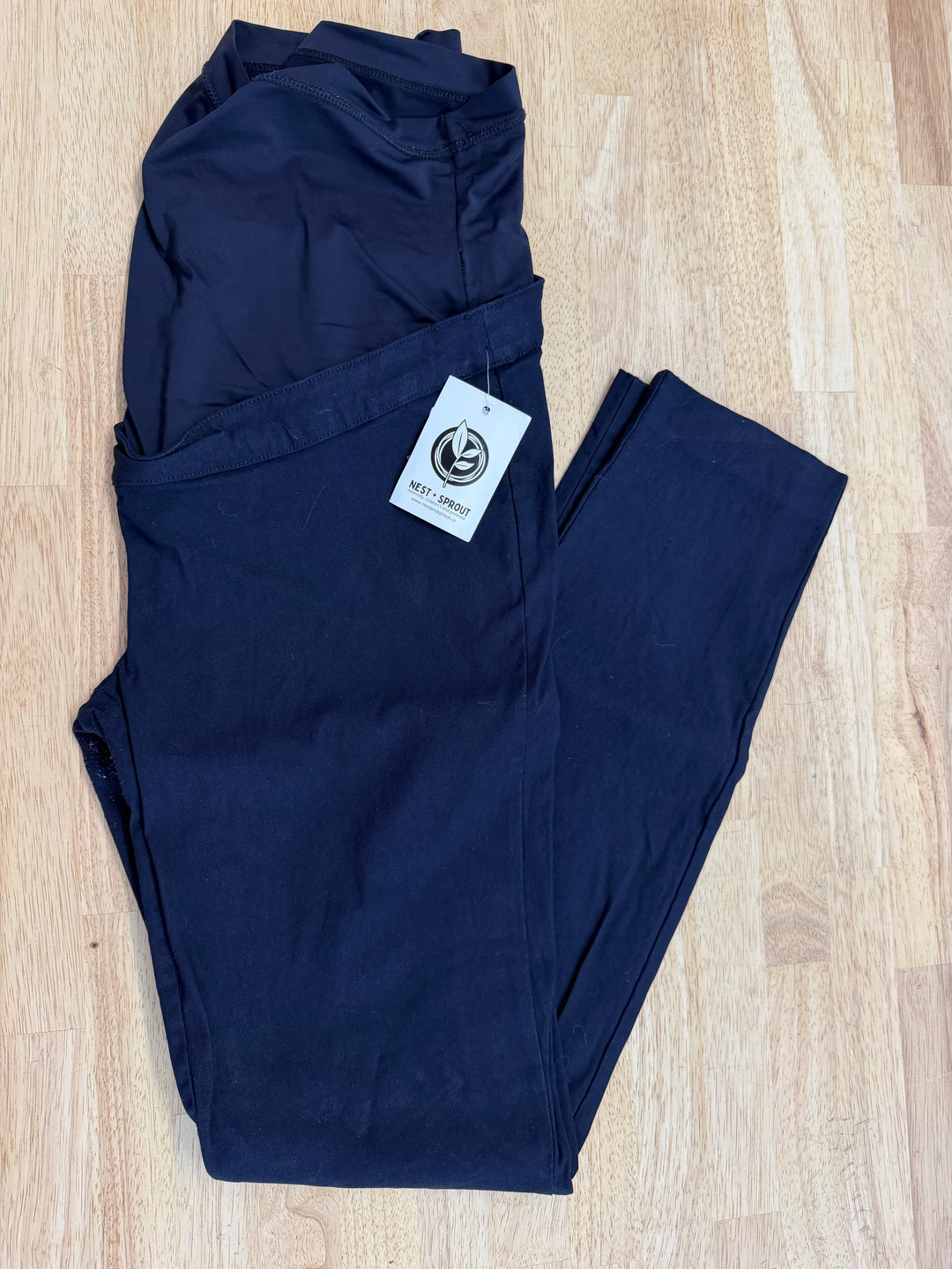 Stork & Babe Navy Maternity Dress Pant – M | Adjustable Waist Button