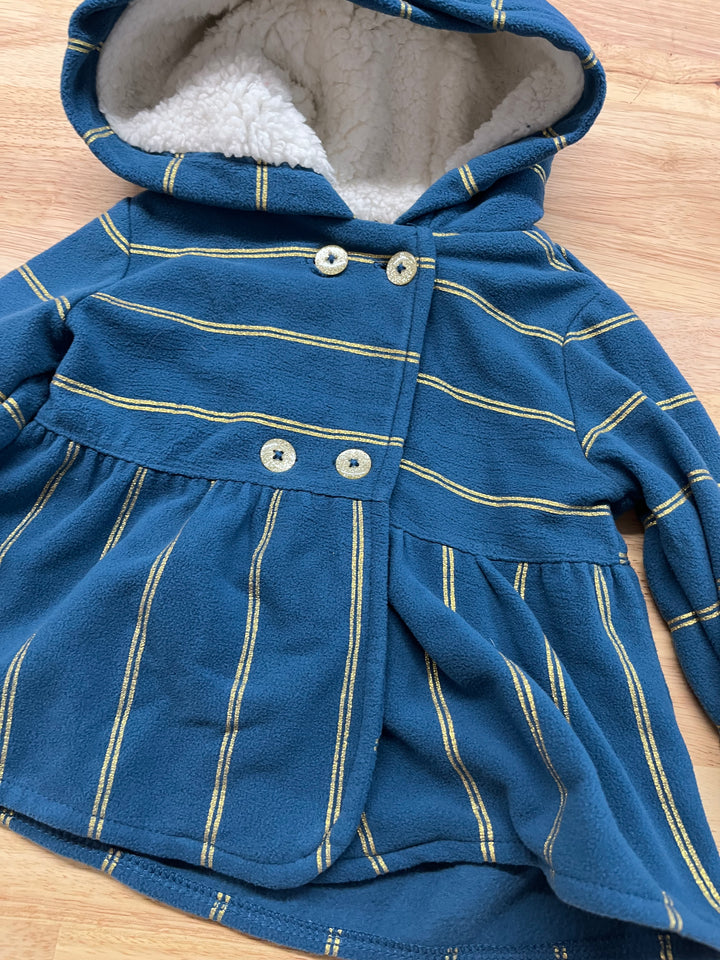 Carters Fleece Sweater, Blue with Gold Stripes, 12 Months