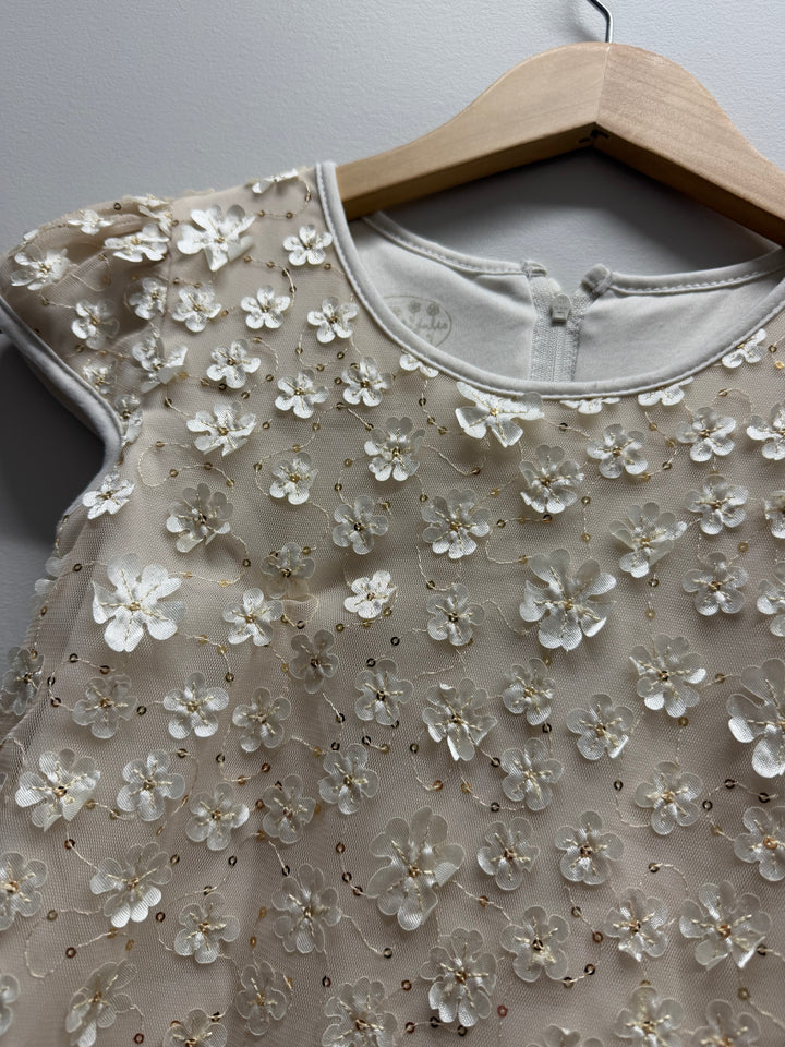 Pippa & Julie Floral Sequin Dress Cream | Size 10