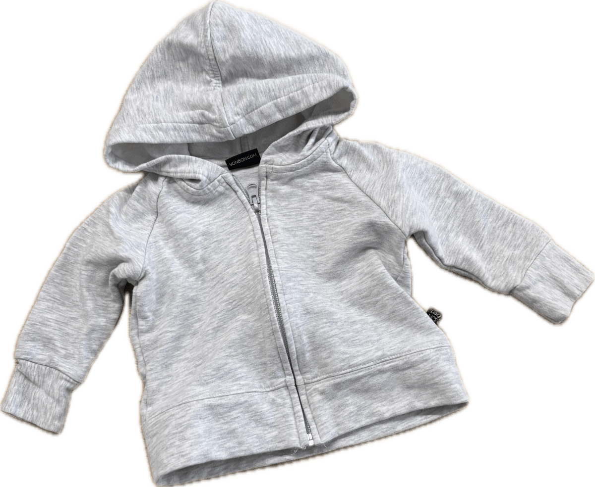 Vonbon 6 - 12M Light Grey Zip - Up Hoodie - Nest and Sprout - Consignment