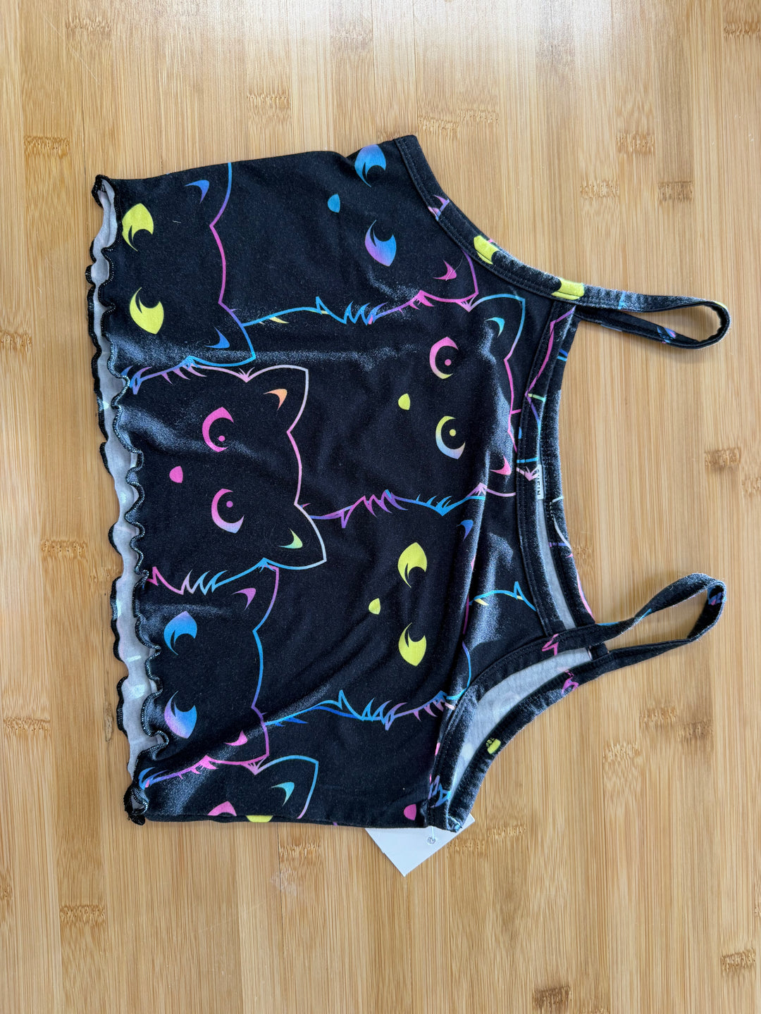 Shein 12Y Crop Top – Black with Kitties