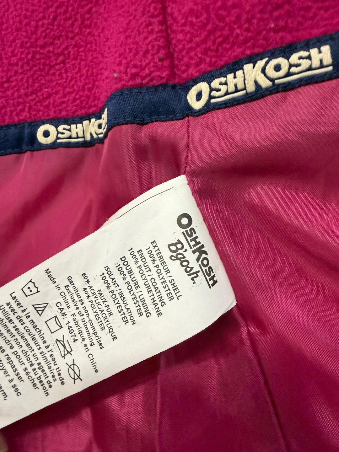 OshKosh B'gosh Long Parka – 10 | Black | Fuchsia Lining | Faux Fur Hood