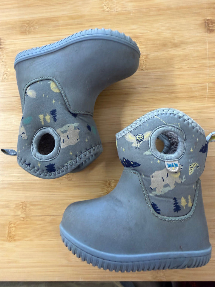 Jan and Jul Toasty Dry Lite Rain Boot – 6 | Mountain Wolf Print | Blue