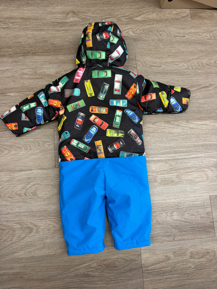 Quiksilver Quicktech Snowsuit – 12 Months | Blue | Race Car Print | Fleece Lined