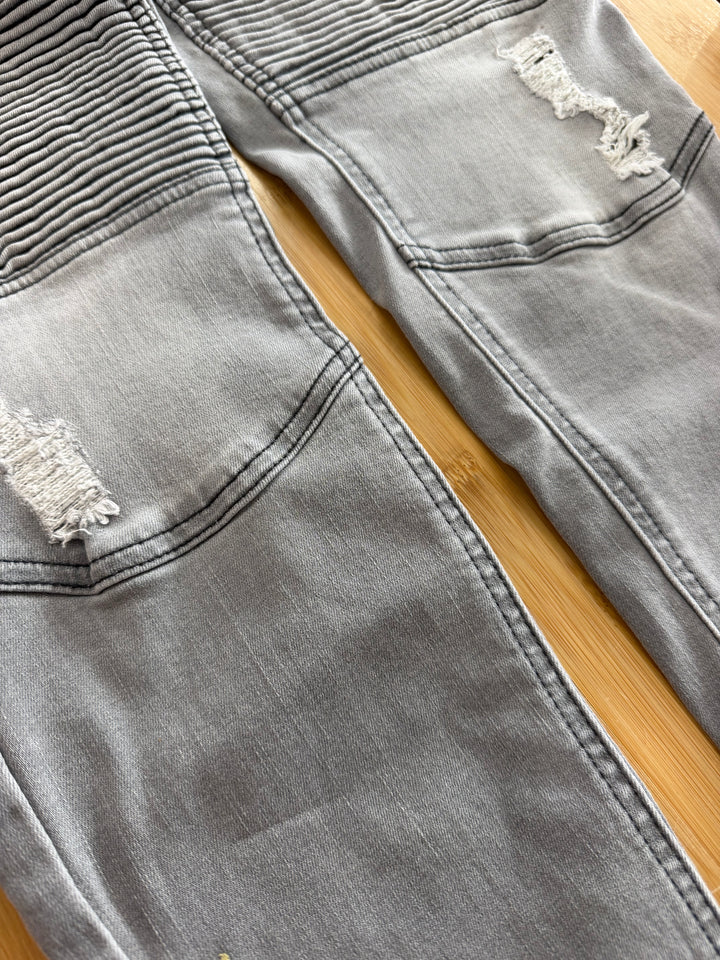 Gracie &amp; Lace Maternity Skinny Jeans – L | Light Grey Denim | Ripped Style