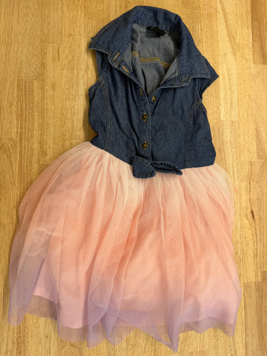 Zunie Dress – 6 | Dark Denim Bodice | Light Pink Ombre Skirt