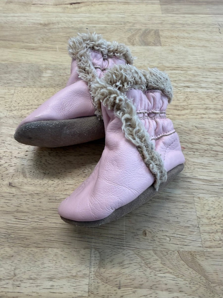 Robeez Leather Booties Pink Sherpa Lined | Size 0–6M - Nest and Sprout - Consignment