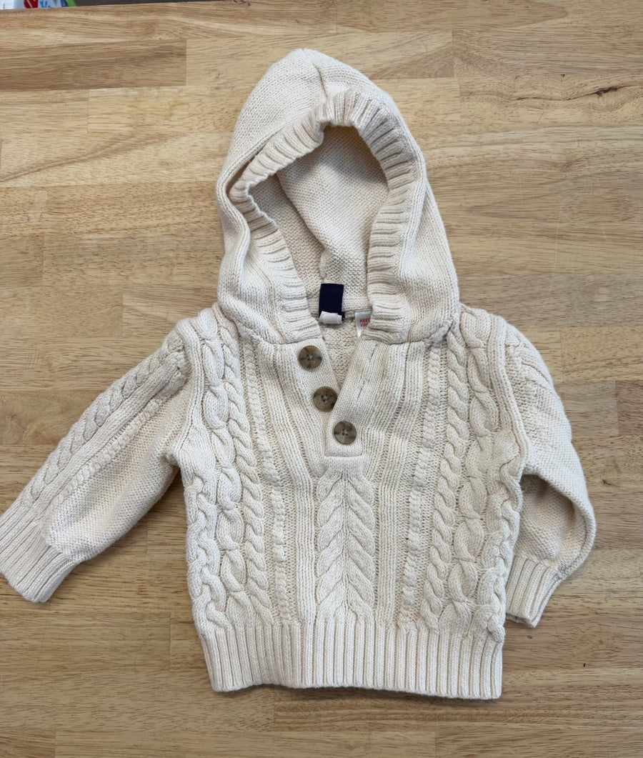 Gap Cable Knit Hooded Sweater Cream | Size 6–12M - Nest and Sprout - Consignment