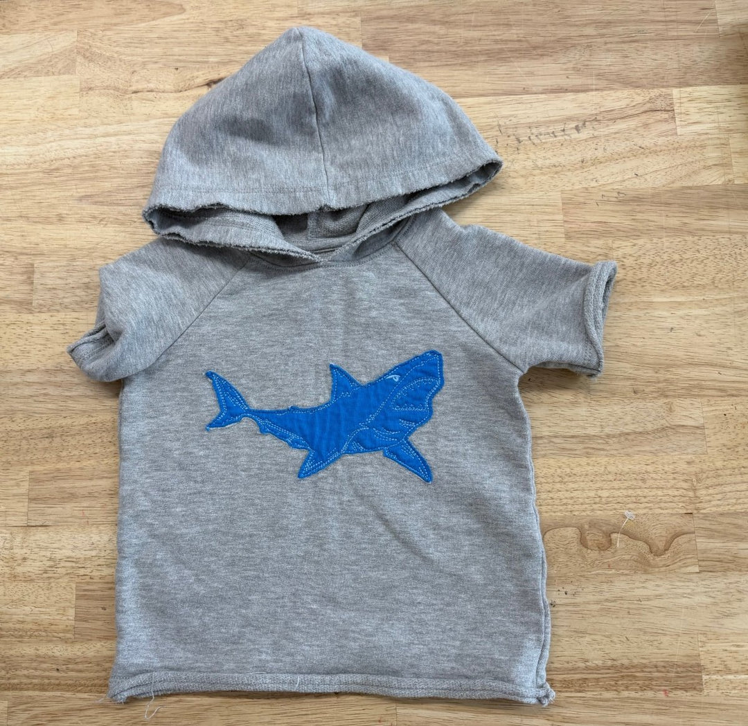 Hatley Terry Hoodie Shark Appliqué Grey | 2T - Nest and Sprout - Consignment
