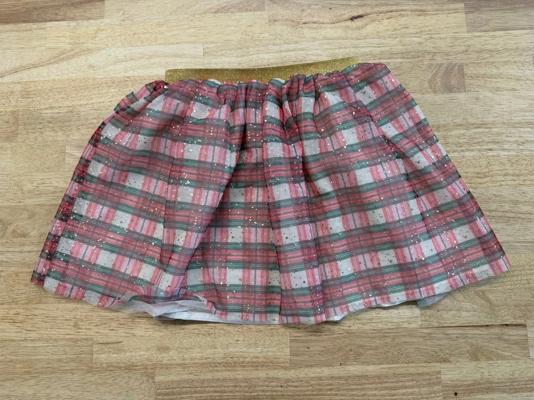 Old Navy Christmas Plaid Skirt Gold Waistband | 5T - Nest and Sprout - Consignment