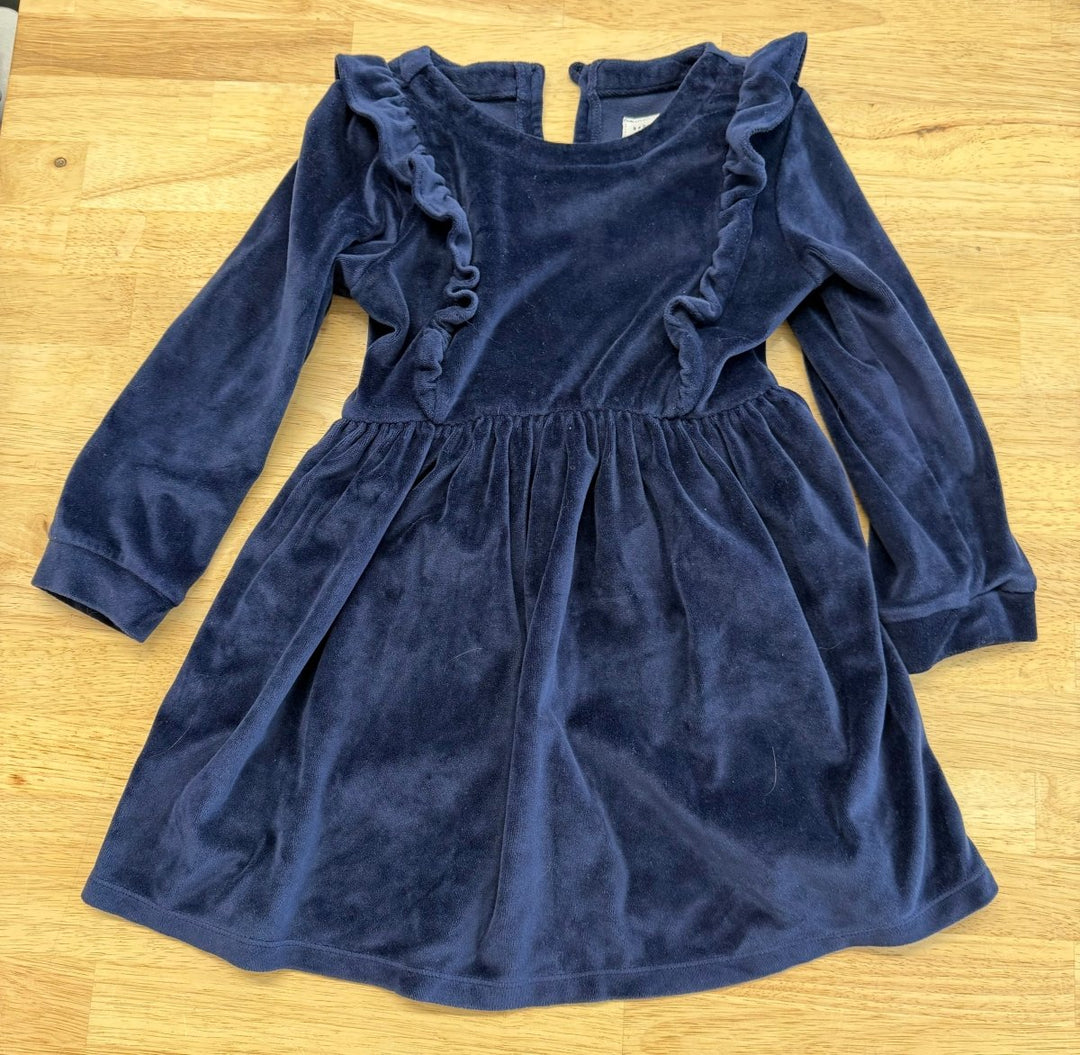 Gap Velour Ruffle Dress Navy | 4Y - Nest and Sprout - Consignment