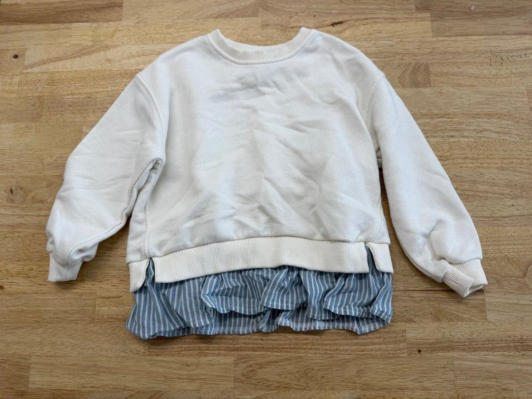 Zara Layered Look Sweatshirt Cream | 4 - 5Y - Nest and Sprout - Consignment
