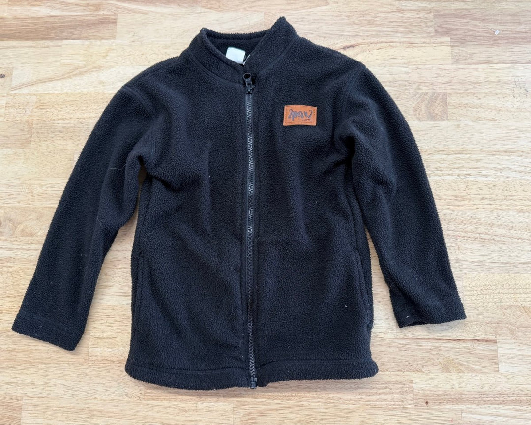 Deux Par Deux Black Fleece Zip Jacket | Size 5 - Nest and Sprout - Consignment