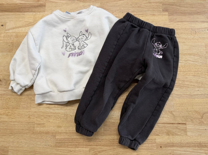 Zara Lilo & Stitch Sweatshirt Jogger Set | 3Y - Nest and Sprout - Consignment