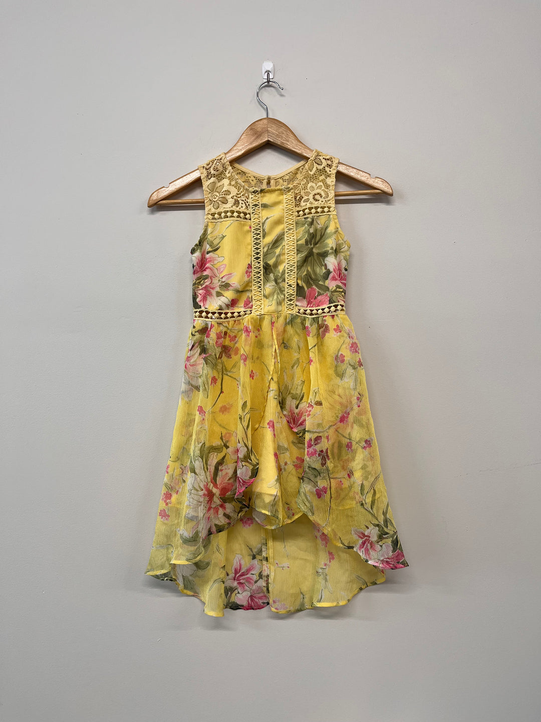 Ally B Size 7 Yellow Floral Girl Dress