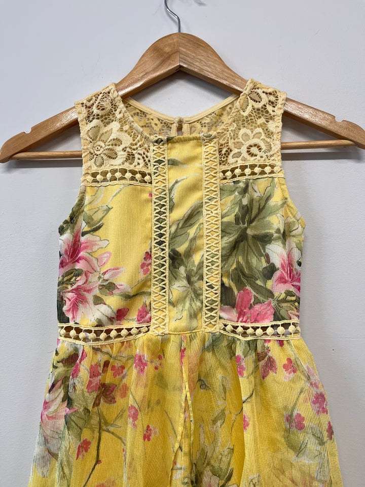 Ally B Size 7 Yellow Floral Girl Dress