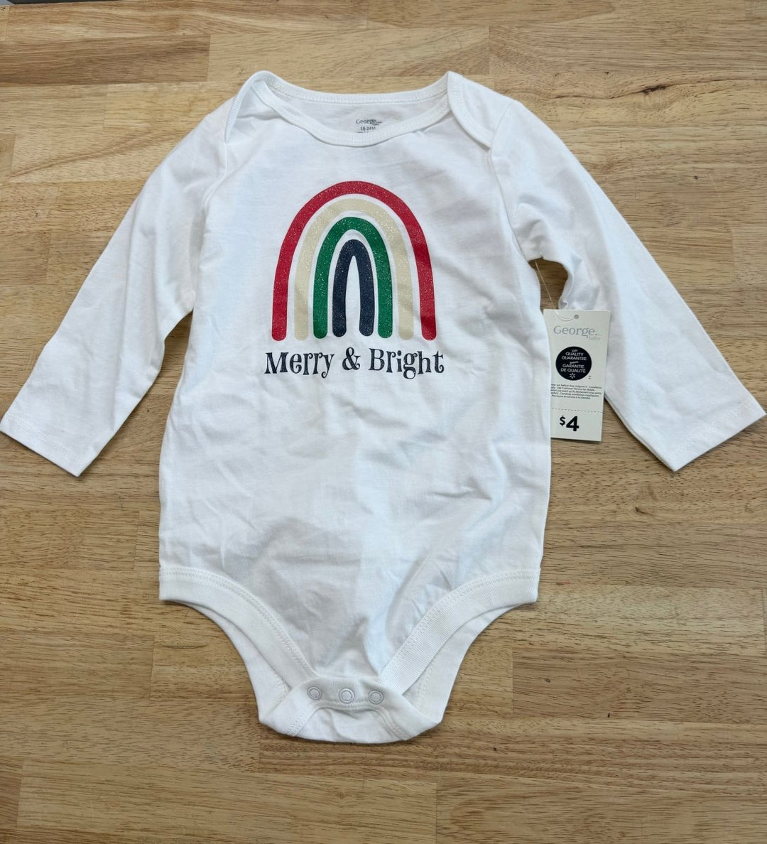 George “Merry & Bright” Holiday Bodysuit NWT | 18 - 24M - Nest and Sprout - Consignment