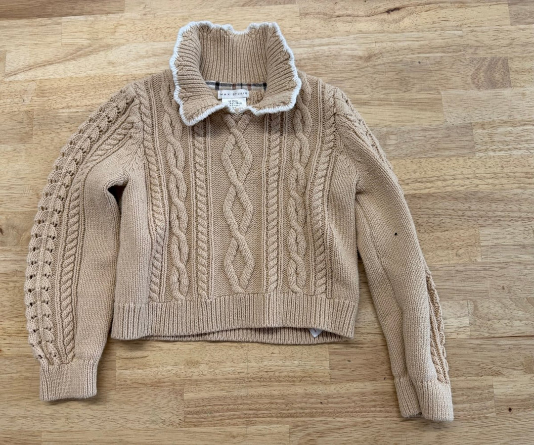 Max Studio Cable Knit Turtleneck Sweater Oatmeal | Size 4 - Nest and Sprout - Consignment