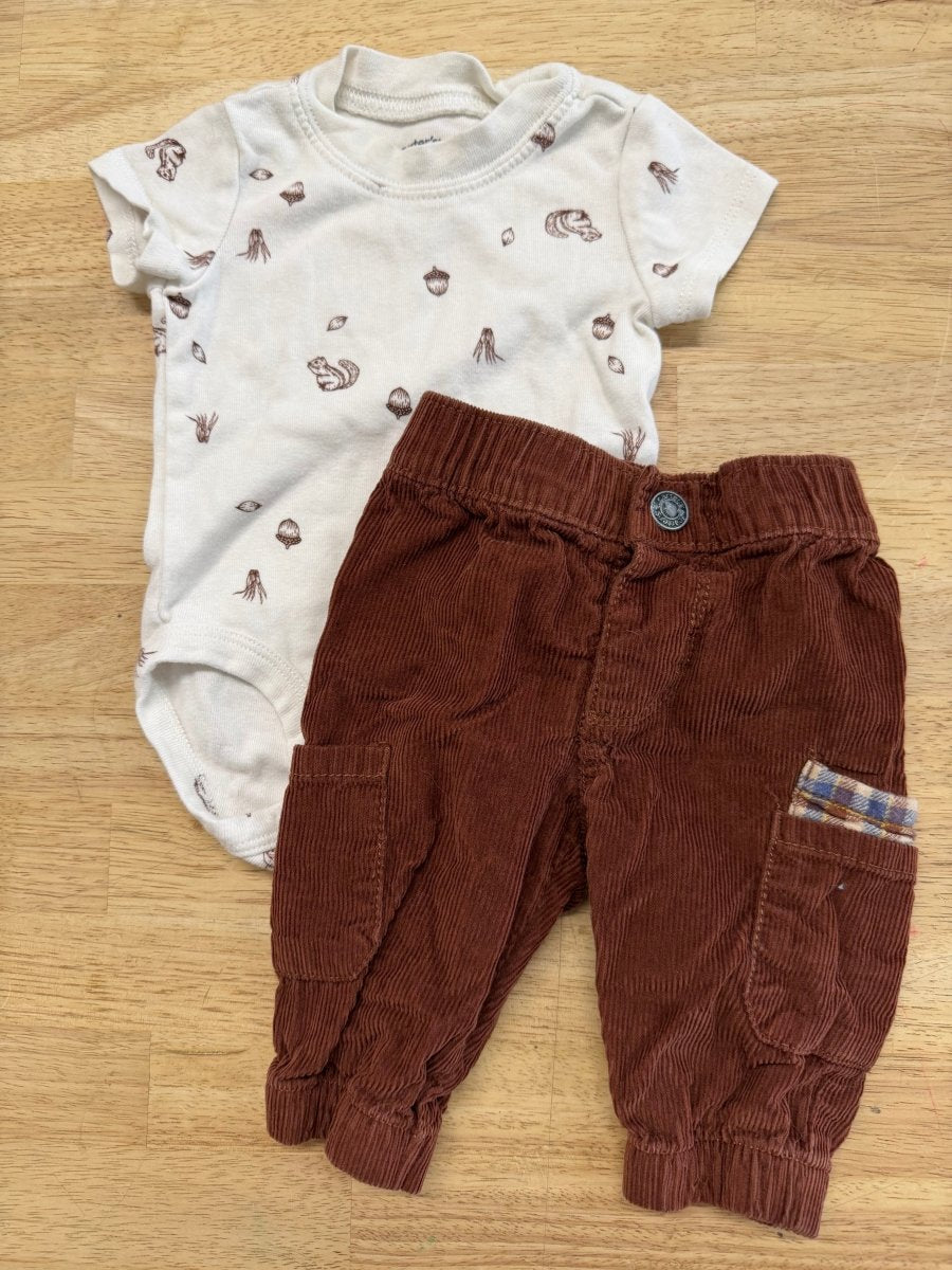 Carter’s Squirrel Outfit Cream & Corduroy Pants | 3M - Nest and Sprout - Consignment