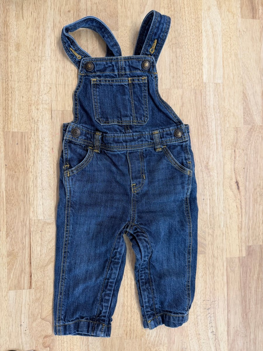 Old Navy Denim Overalls Medium Dark Wash | 12 - 18M - Nest and Sprout - Consignment