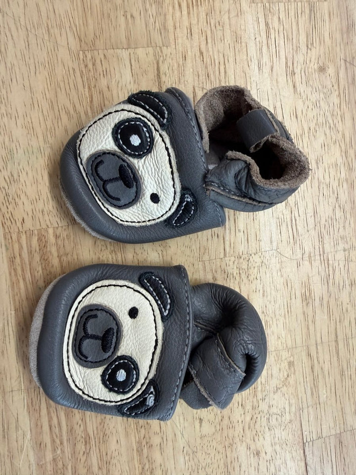 Joe Fresh Baby Moccasins Grey Teddy Bear | 0 - 6M - Nest and Sprout - Consignment