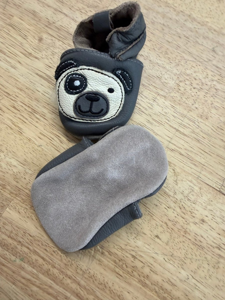 Joe Fresh Baby Moccasins Grey Teddy Bear | 0 - 6M - Nest and Sprout - Consignment