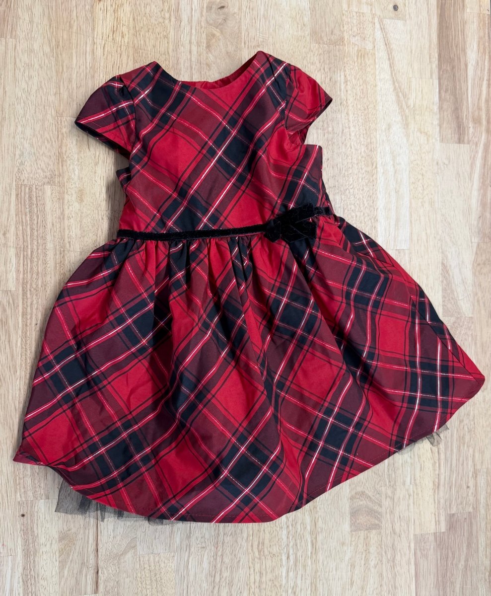 George Christmas Dress – 18–24M | Red Plaid with Tulle Underskirt - Nest and Sprout - Consignment