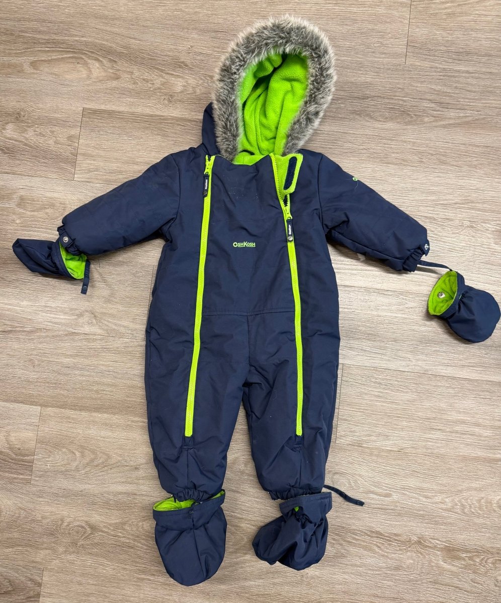 OshKosh Snowsuit – 18M | Navy with Green Detail - Nest and Sprout - Consignment