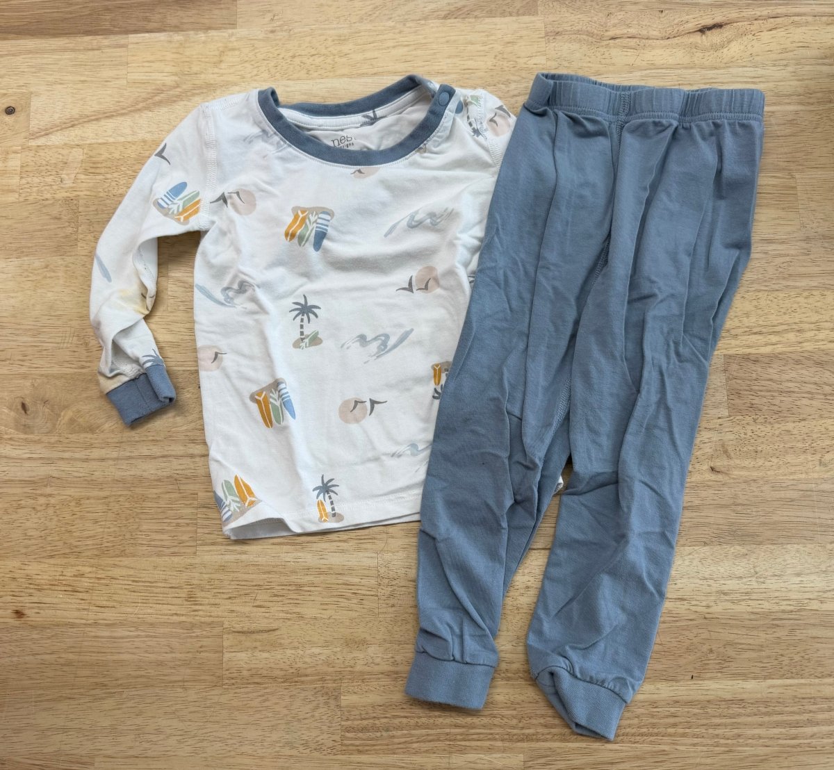 Nest Designs PJ Set – 12–18M | Surf Print Bamboo | Play - Nest and Sprout - Consignment
