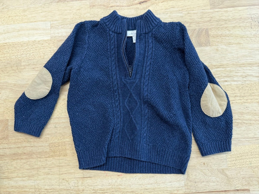 Miniclasix Knit Sweater – 12M | Dark Blue Cable Quarter Zip - Nest and Sprout - Consignment