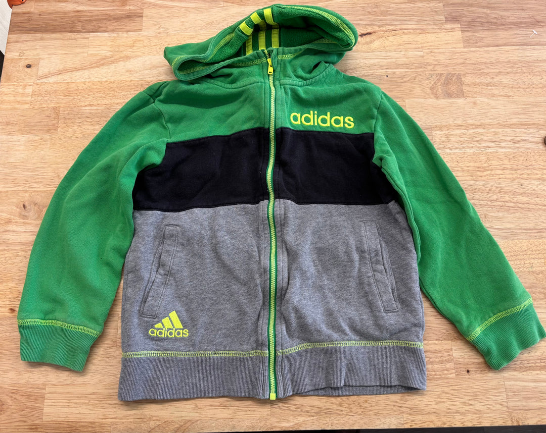 Adidas Zip-Up Hoodie – Youth 7 Green & Black