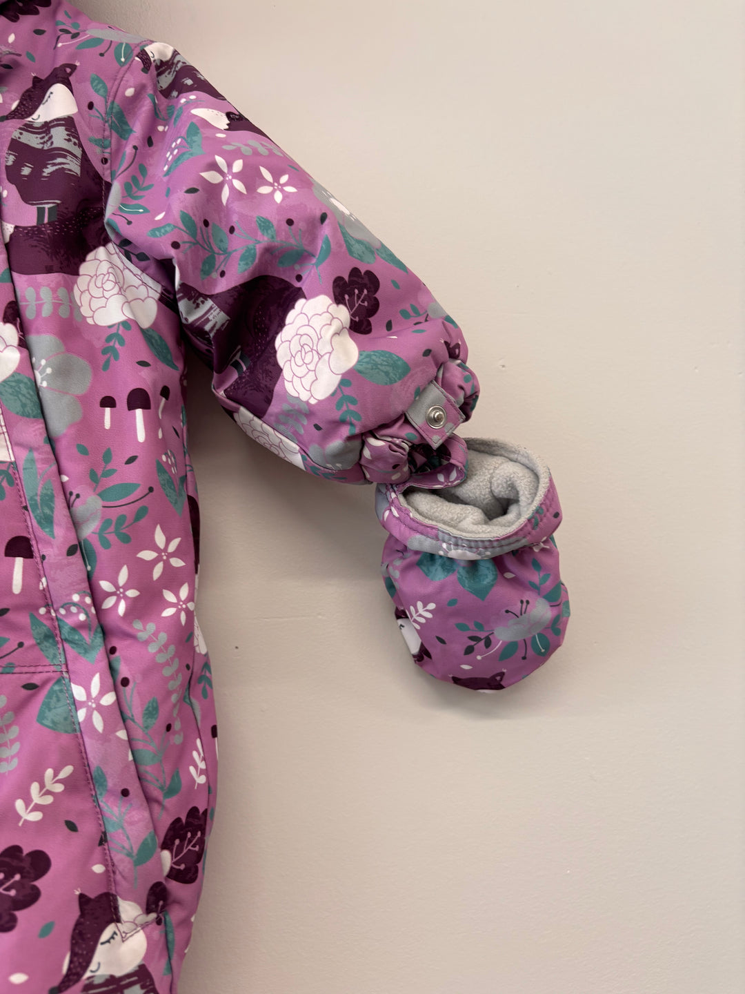 OshKosh Snowsuit – Size 12M Purple Fox Print