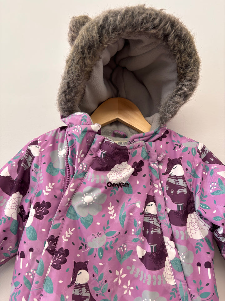 OshKosh Snowsuit – Size 12M Purple Fox Print